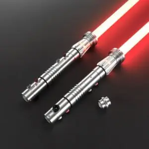 Darth Maul Silver Double-Bladed Duelling Lightsaber - RGB-X, view 1