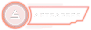 ARTSABERS logo wordmark + roundel — section-corner brand mark